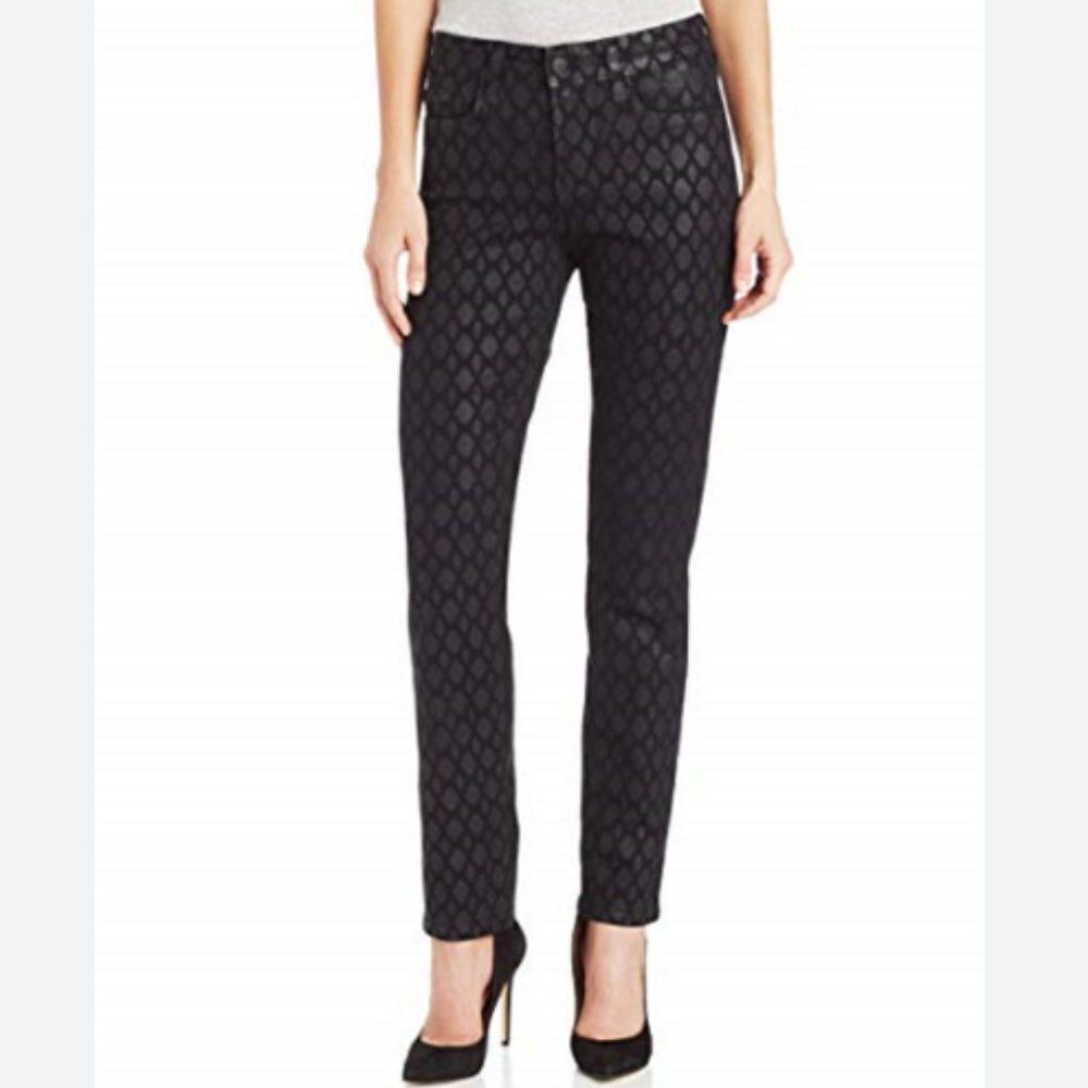 NYDJ Diamond Shimmer Print Skinny Black Jeans Womens Size 10 40265DTP62
